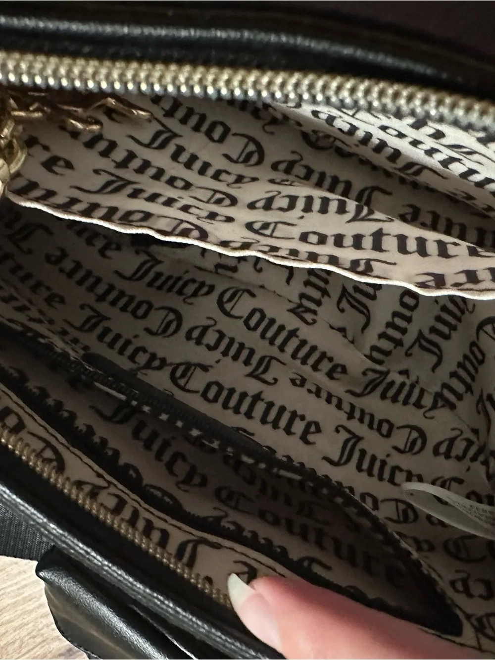 Juicy Couture Black Hobo with Gold Chain Detail